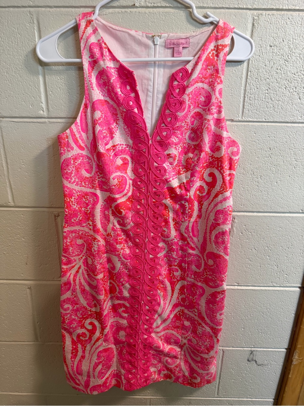 Lilly Pulitzer Hot Pink Paisley Sleeveless Shift Dress size 2